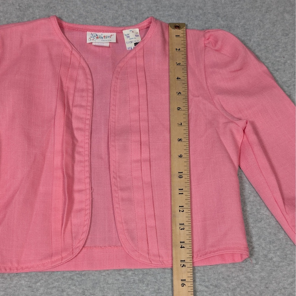 Vintage Girls Pleated Skirt Cardigan Jacket Set Size 10 Bright Pink New - Picture 7 of 13